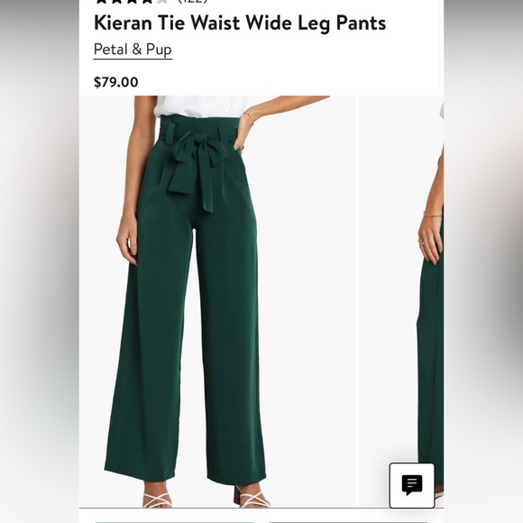 Petal & Pup Emerald Tie Waist Wide Leg Pants - Picture 1 of 7